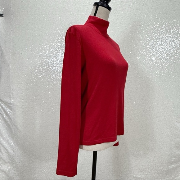 Polo Jeans Co. Ralph Lauren Red Mock Neck Long Sleeve Top | Size L | 100% Cotton - Picture 7 of 11